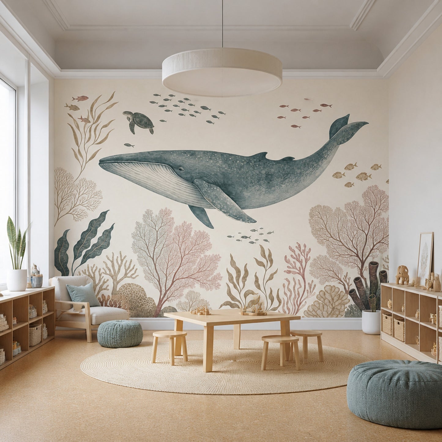 Underwater Wallpaper Whale Vintage Wall Mural