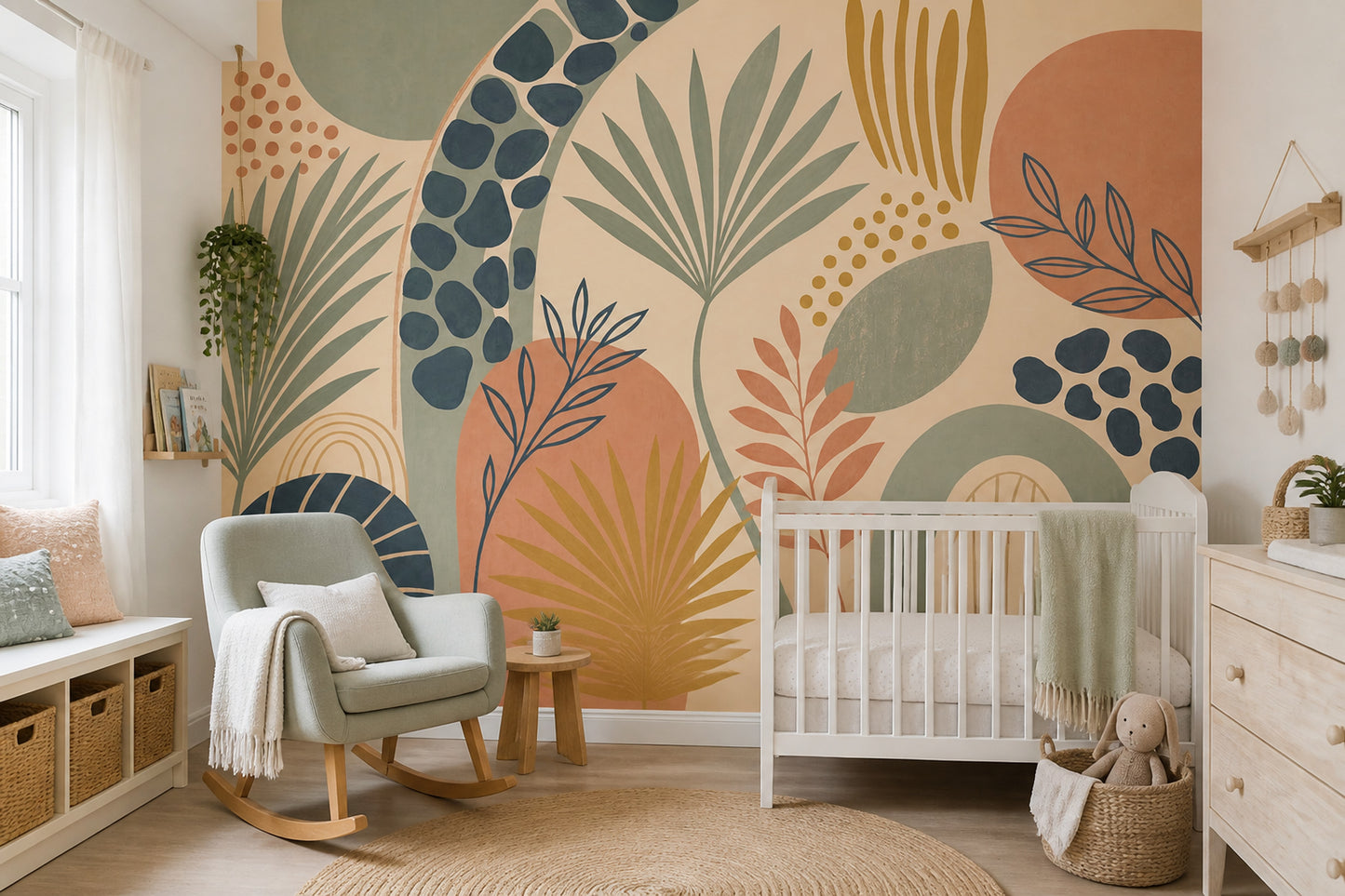Modern Organic Wall Mural Abstract Botanical Palm Leaf Statement Decor