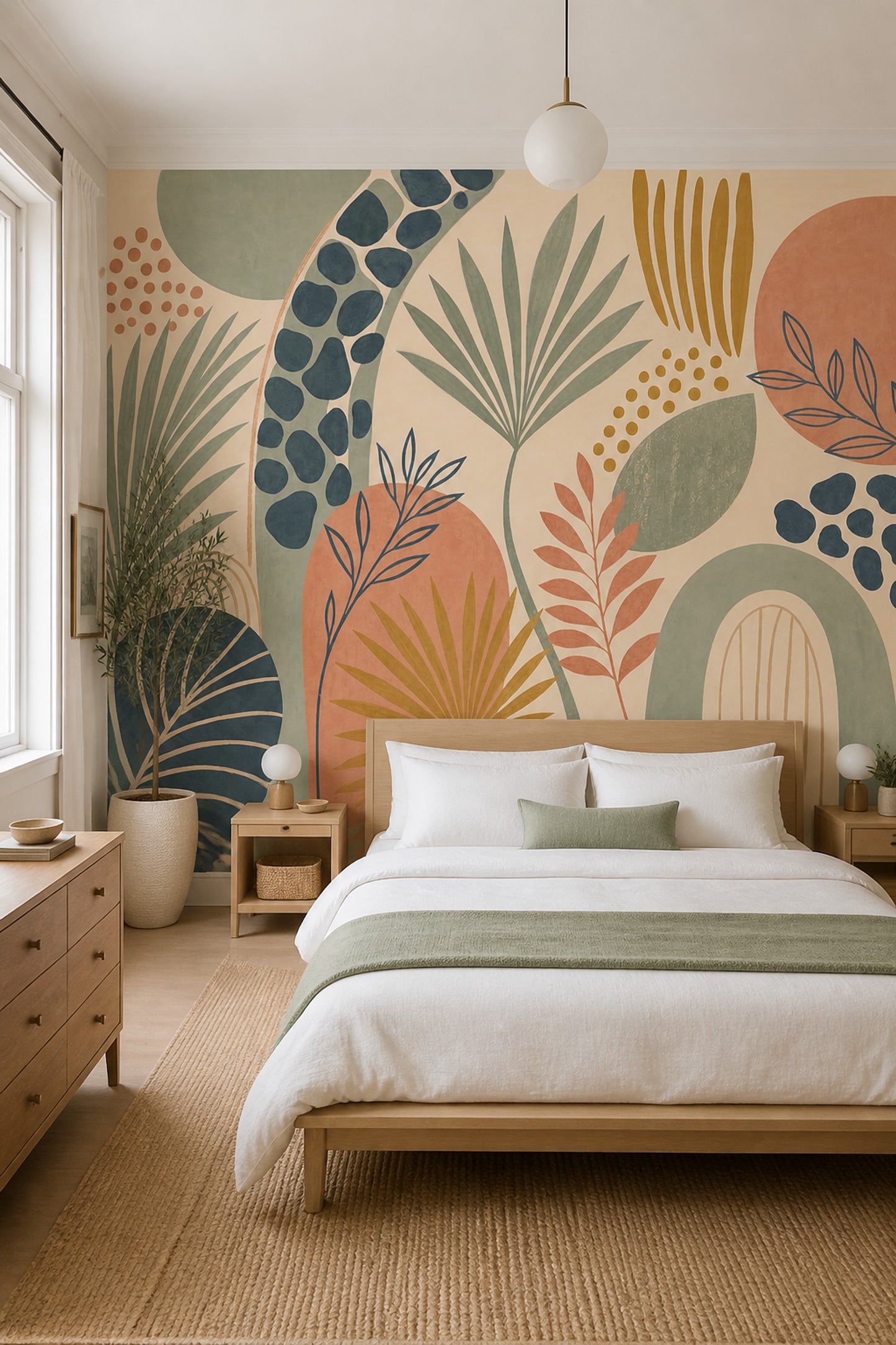 Modern Organic Wall Mural Abstract Botanical Palm Leaf Statement Decor
