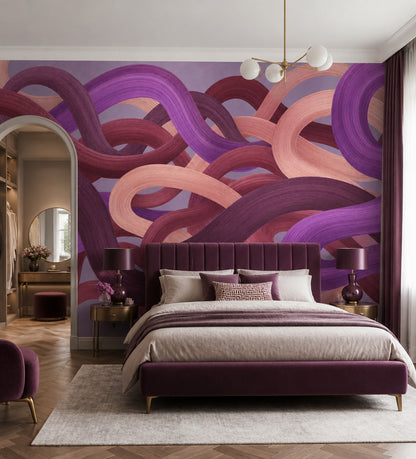 Dopamine Decor Wall Mural Colorful Abstract Ribbon Statement Wall Art