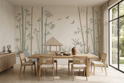 Bamboo Wallpaper Zen Garden Watercolor Wall Mural