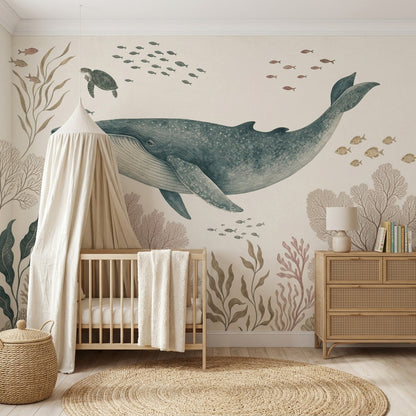 Underwater Wallpaper Whale Vintage Wall Mural