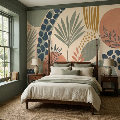 Modern Organic Wall Mural Abstract Botanical Palm Leaf Statement Decor