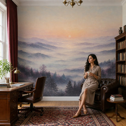 Misty Mountain Wall Mural Sunrise Landscape Nature Wall Art