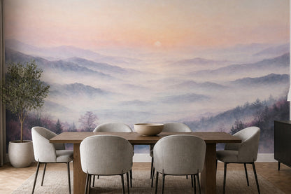 Misty Mountain Wall Mural Sunrise Landscape Nature Wall Art