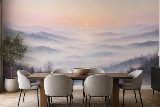 Misty Mountain Wall Mural Sunrise Landscape Nature Wall Art