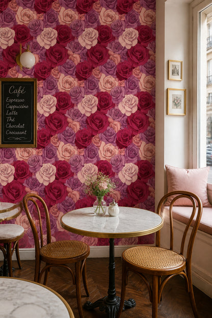 Burgundy Rose Wallpaper Romantic Floral Blush Mauve Decor