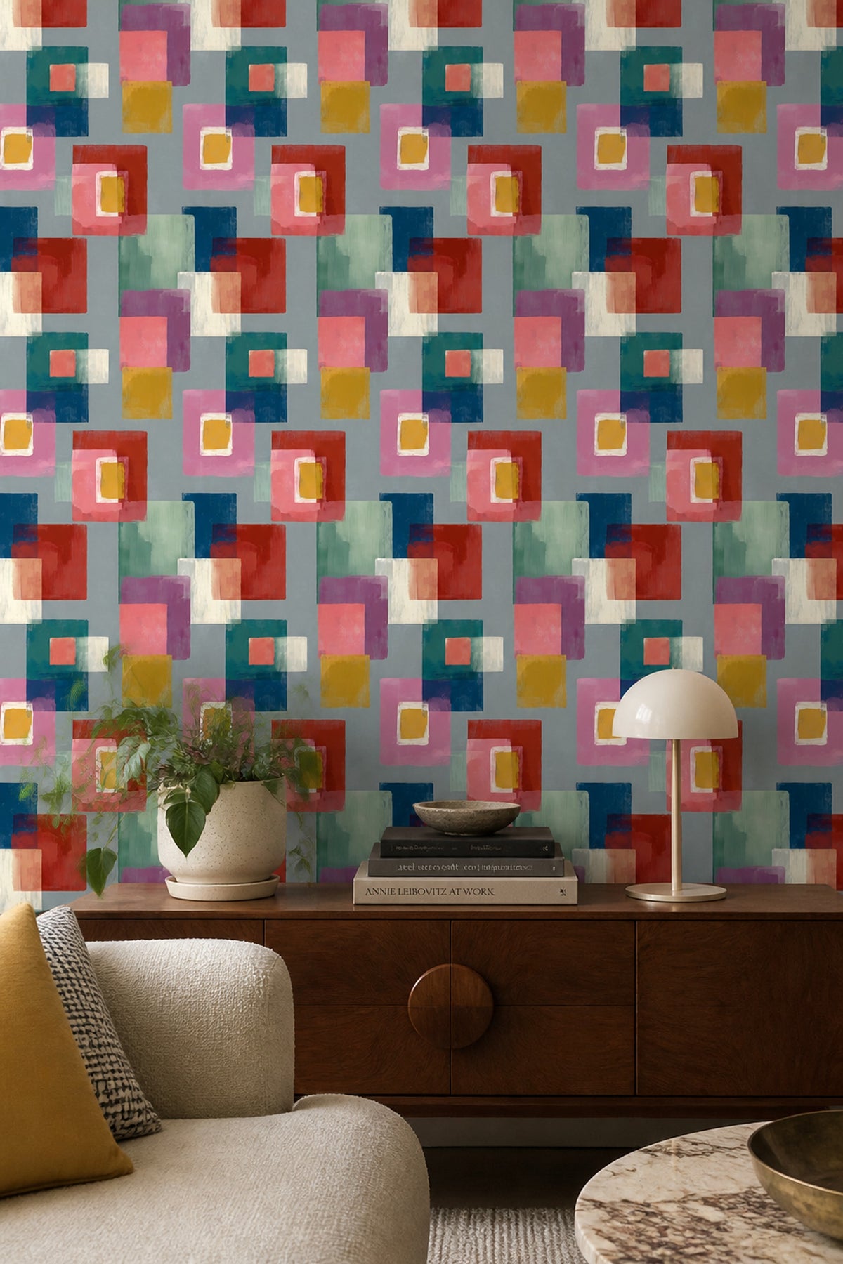 Painted Squares Wallpaper Modernist Art Pattern