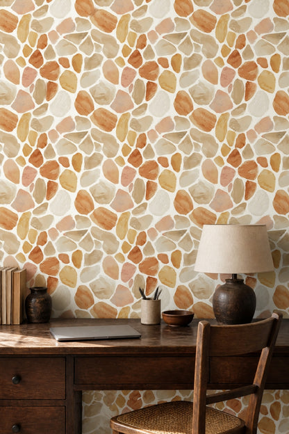 Terracotta Pebble Wallpaper Watercolor Organic Pattern