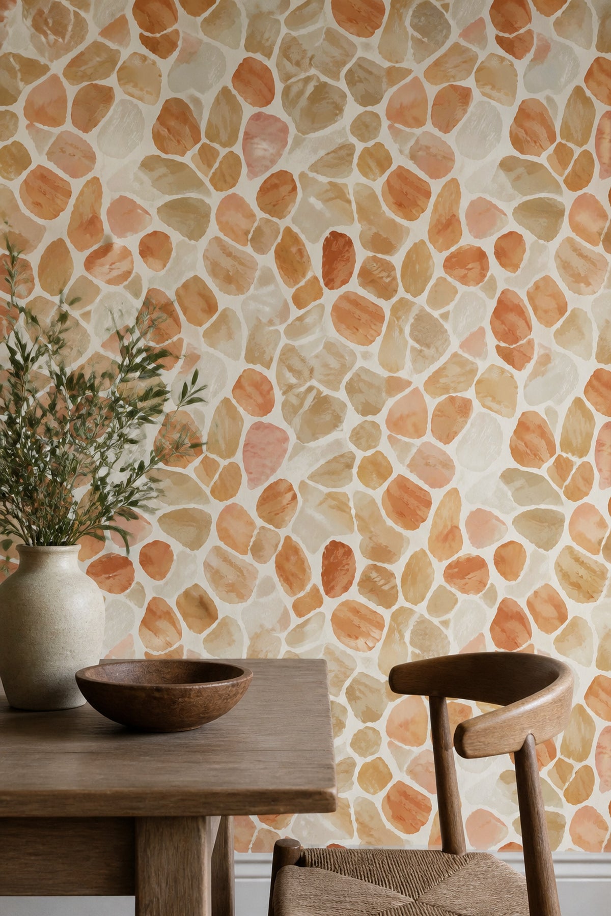 Terracotta Pebble Wallpaper Watercolor Organic Pattern