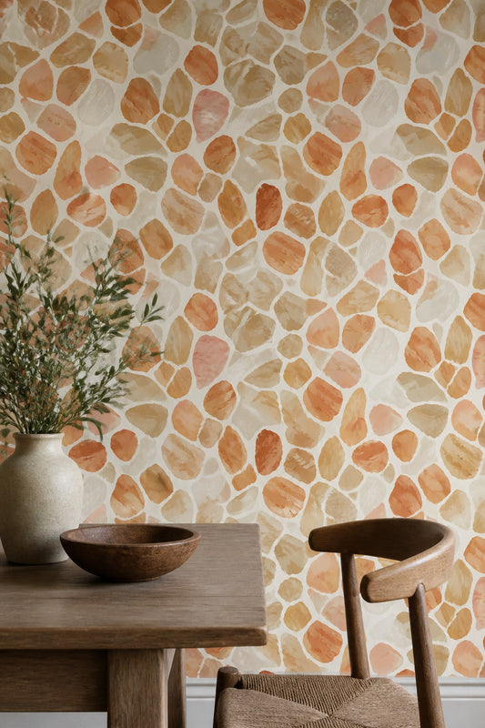 Terracotta Pebble Wallpaper Watercolor Organic Pattern