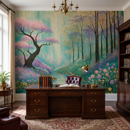 Enchanted Forest Wall Mural Floral Woodland Landscape