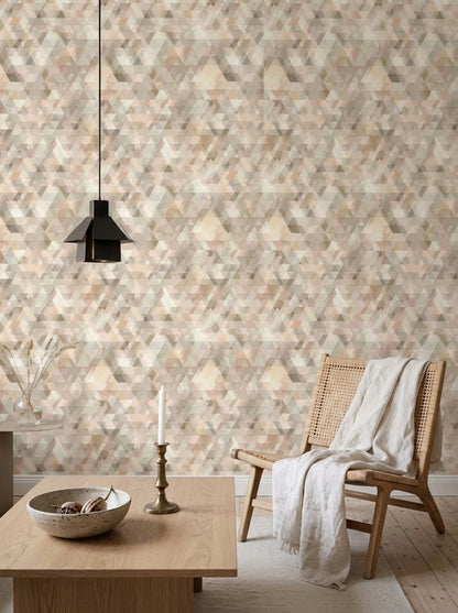 Neutral Geometric Wallpaper Soft Triangle Pattern