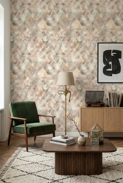 Neutral Geometric Wallpaper Soft Triangle Pattern