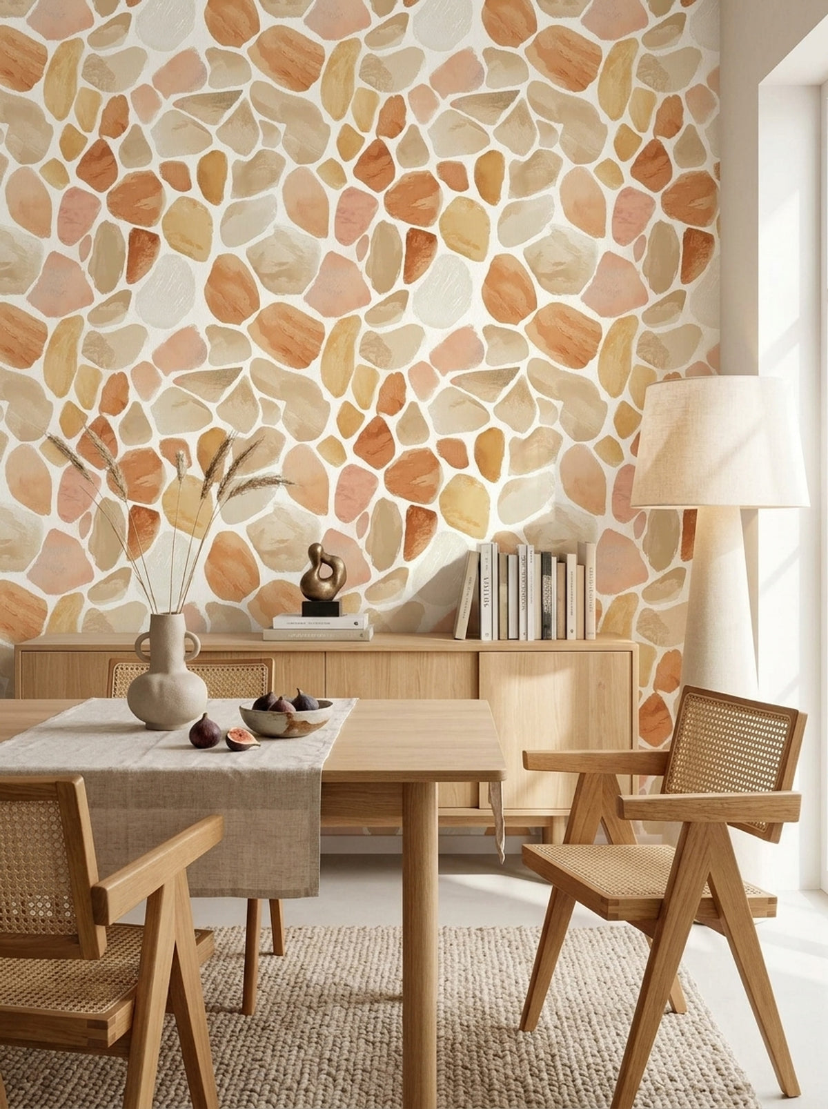 Terracotta Pebble Wallpaper Watercolor Organic Pattern