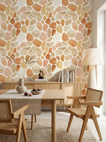 Terracotta Pebble Wallpaper Watercolor Organic Pattern