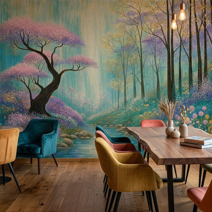 Enchanted Forest Wall Mural Floral Woodland Landscape