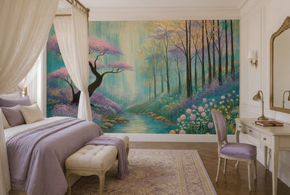 Enchanted Forest Wall Mural Floral Woodland Landscape
