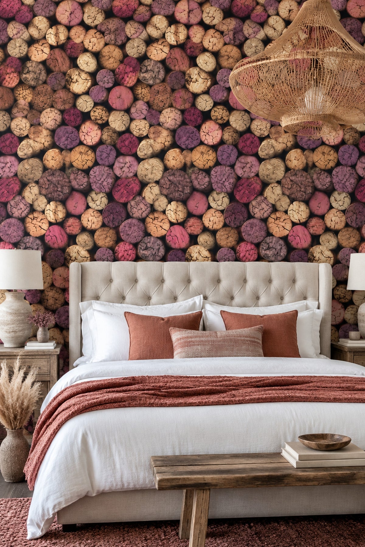 Wine Cork Wallpaper Rustic Winery Vineyard Pattern