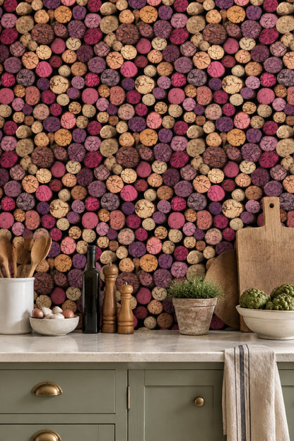 Wine Cork Wallpaper Rustic Winery Vineyard Pattern