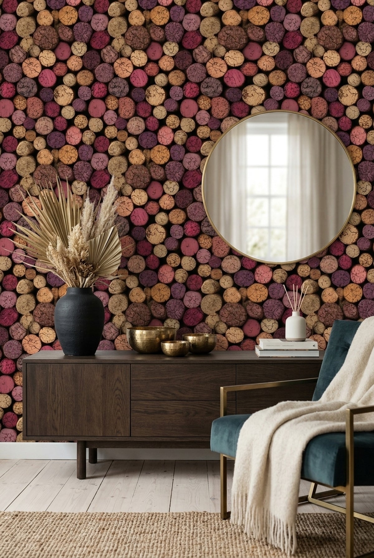 Wine Cork Wallpaper Rustic Winery Vineyard Pattern