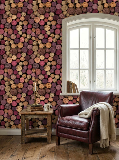 Wine Cork Wallpaper Rustic Winery Vineyard Pattern