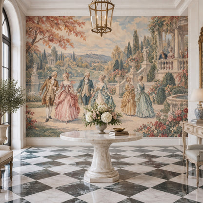 Rococo Garden Wall Mural French Chateau Aristocratic Estate Scene