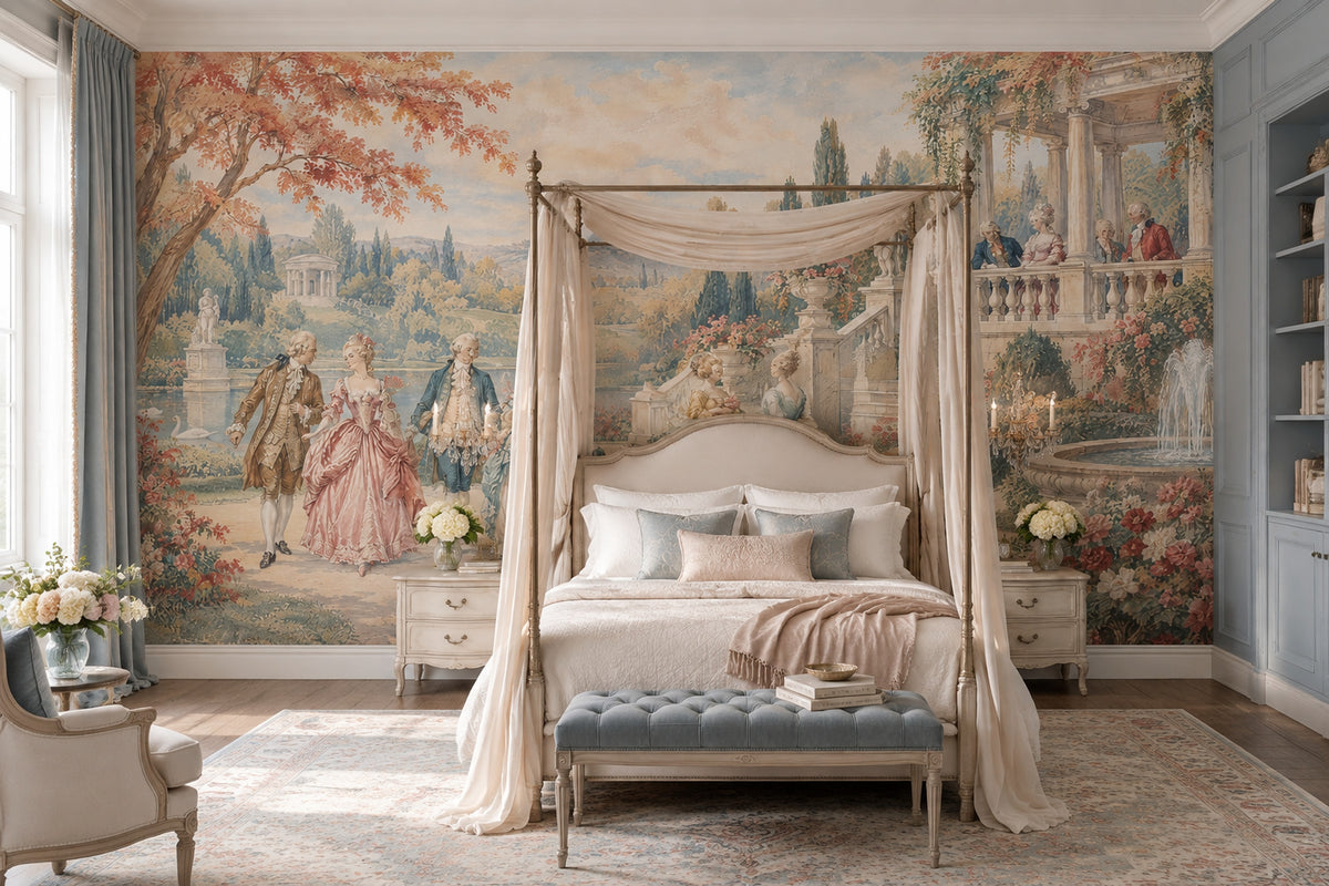 Rococo Garden Wall Mural French Chateau Aristocratic Estate Scene