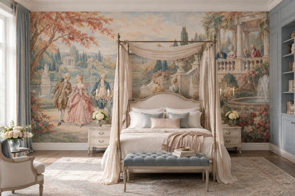 Rococo Garden Wall Mural French Chateau Aristocratic Estate Scene