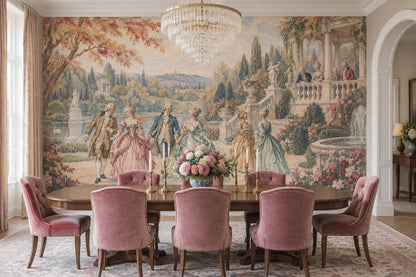 Rococo Garden Wall Mural French Chateau Aristocratic Estate Scene