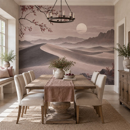 Desert Landscape Wall Mural Asian Inspired Japandi Mountain Decor