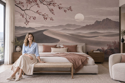 Desert Landscape Wall Mural Asian Inspired Japandi Mountain Decor