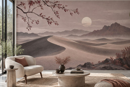 Desert Landscape Wall Mural Asian Inspired Japandi Mountain Decor
