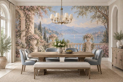 Romantic Coastal Terrace Wallpaper Classic Landscape Wall Mural