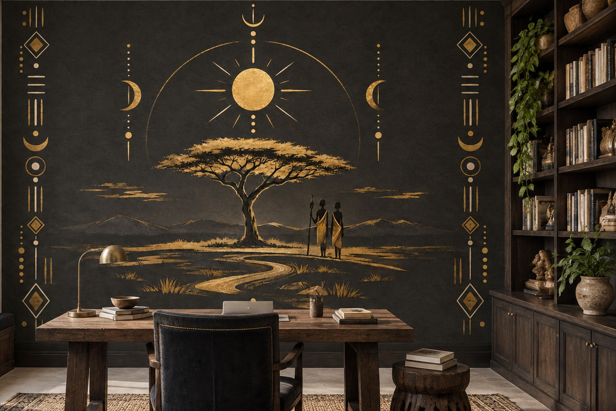 African Savanna Wallpaper Celestial Border Wall Mural