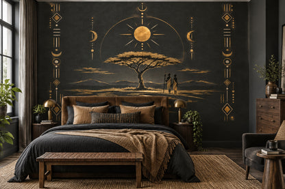 African Savanna Wallpaper Celestial Border Wall Mural