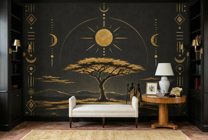 African Savanna Wallpaper Celestial Border Wall Mural