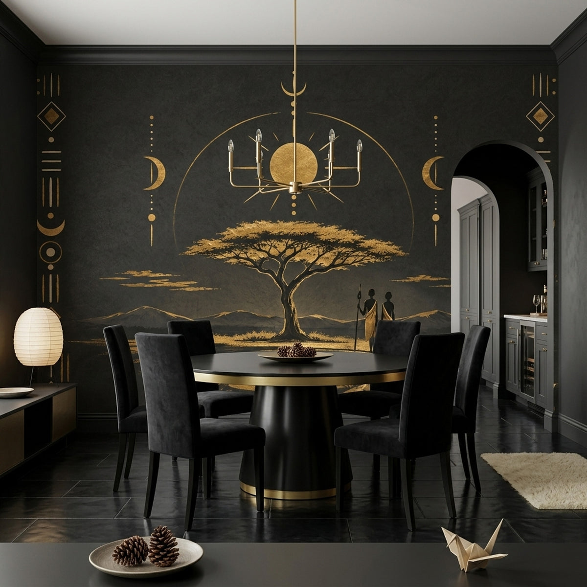 African Savanna Wallpaper Celestial Border Wall Mural
