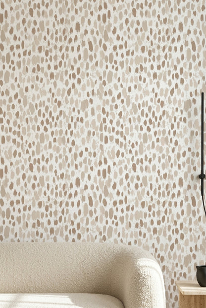 Organic Speckled Brushstroke Wallpaper White Background Neutrals