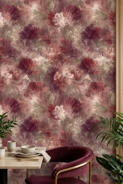 Layered Peony Flower Forms Wallpaper Blush Pink Mauve