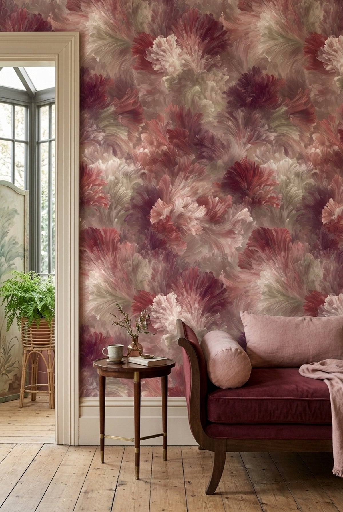 Layered Peony Flower Forms Wallpaper Blush Pink Mauve