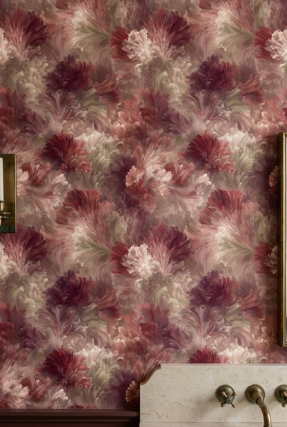 Layered Peony Flower Forms Wallpaper Blush Pink Mauve