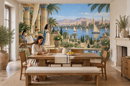 Ancient Egyptian Nile Terrace Wallpaper Panoramic Scene Wall Mural