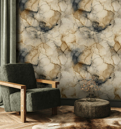 Cracked Earth Texture Wallpaper | Abstract distressed Wall Mural | Neutral Peel and Stick Decor