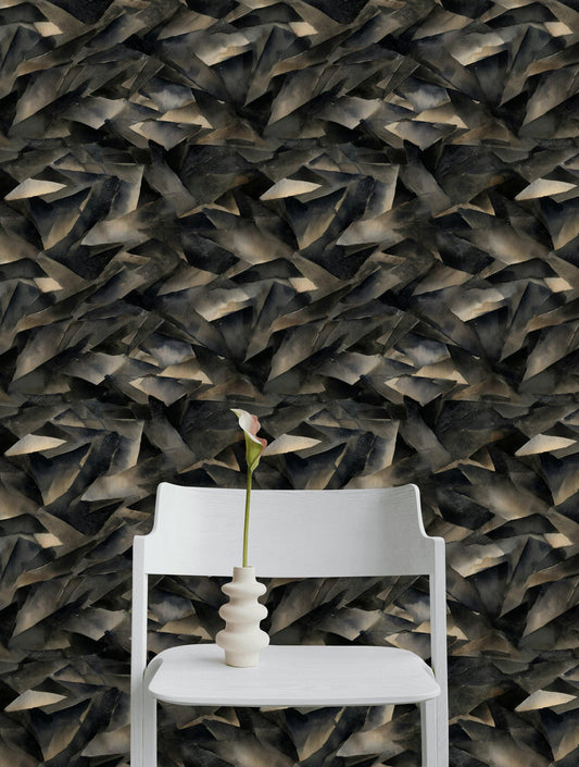 Abstract Broken Glass Wallpaper: Dark Gray Geometric Shard Mural