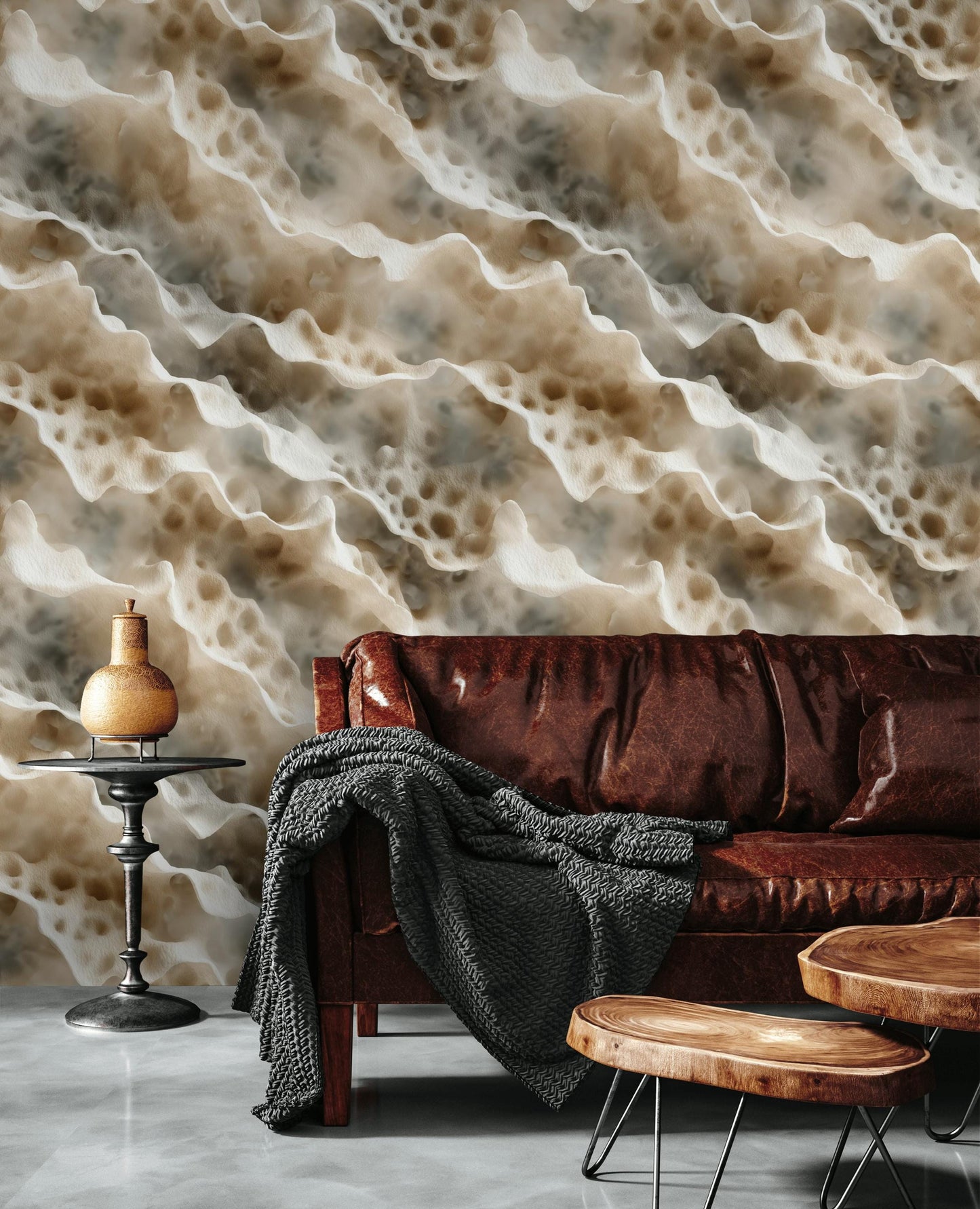 Ocean Wave Texture Wallpaper | Abstract Coral Reef Wall Mural | Coastal Peel and Stick Decor