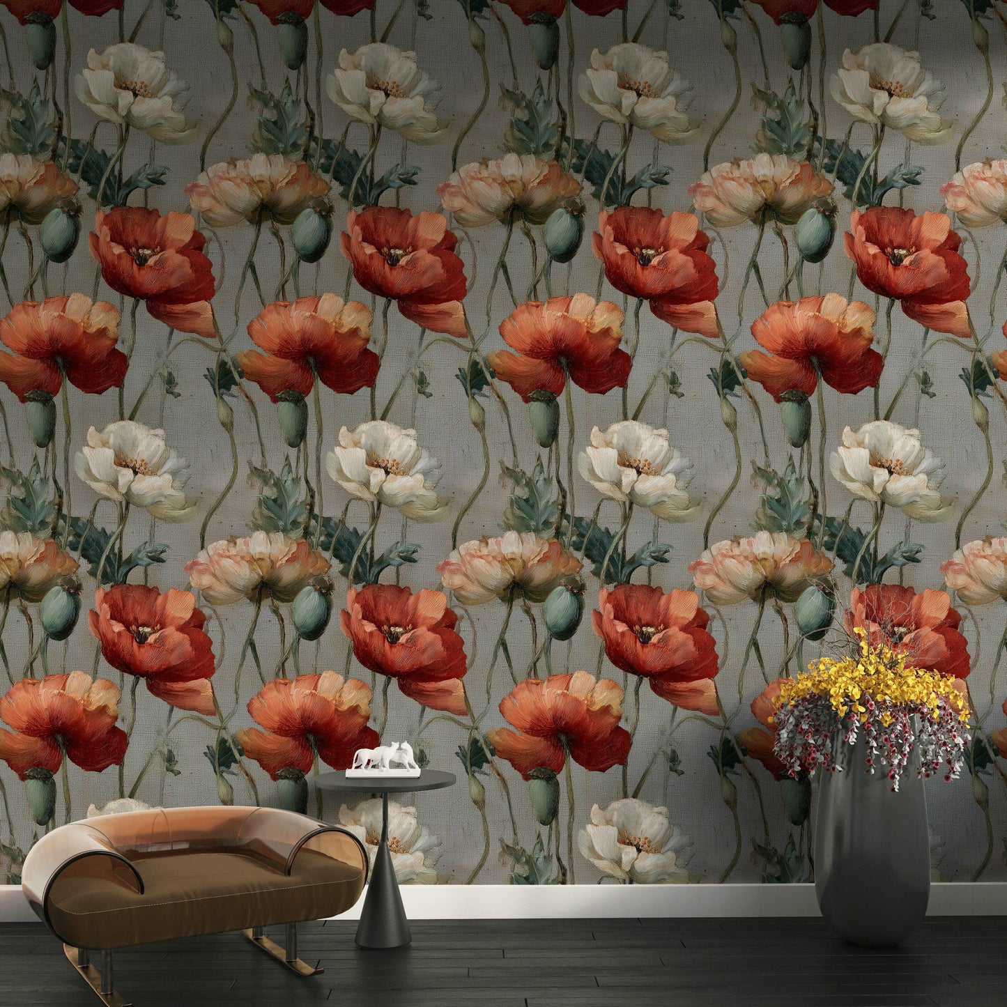 Dutch Floral Wallpaper: Vintage Oil Painting Mural, Dark Academia Peel and Stick