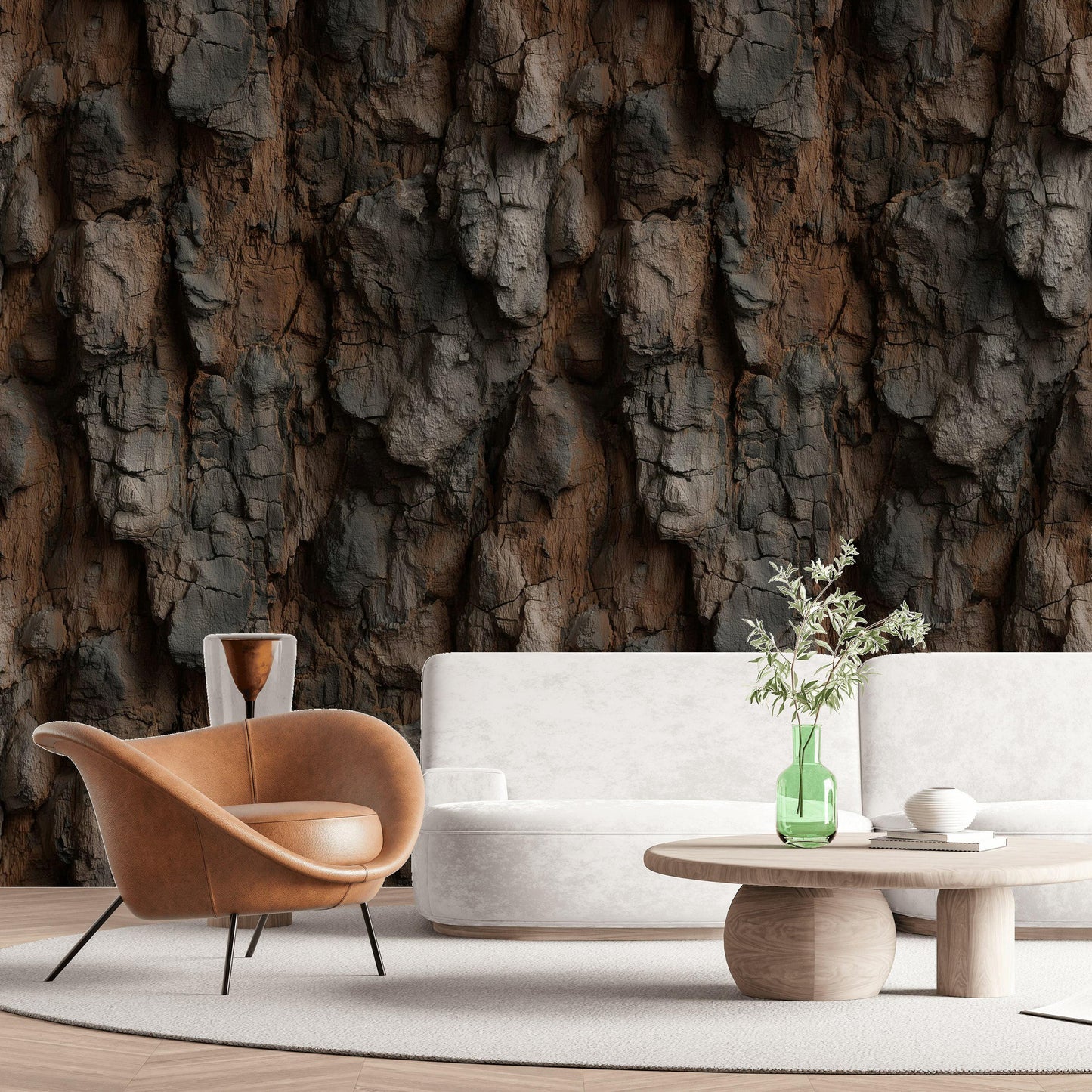 Realistic Tree Bark Wallpaper | Rustic Cabin Wall Mural | Natural Peel and Stick Decor