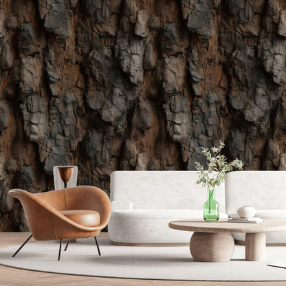 Realistic Tree Bark Wallpaper | Rustic Cabin Wall Mural | Natural Peel and Stick Decor