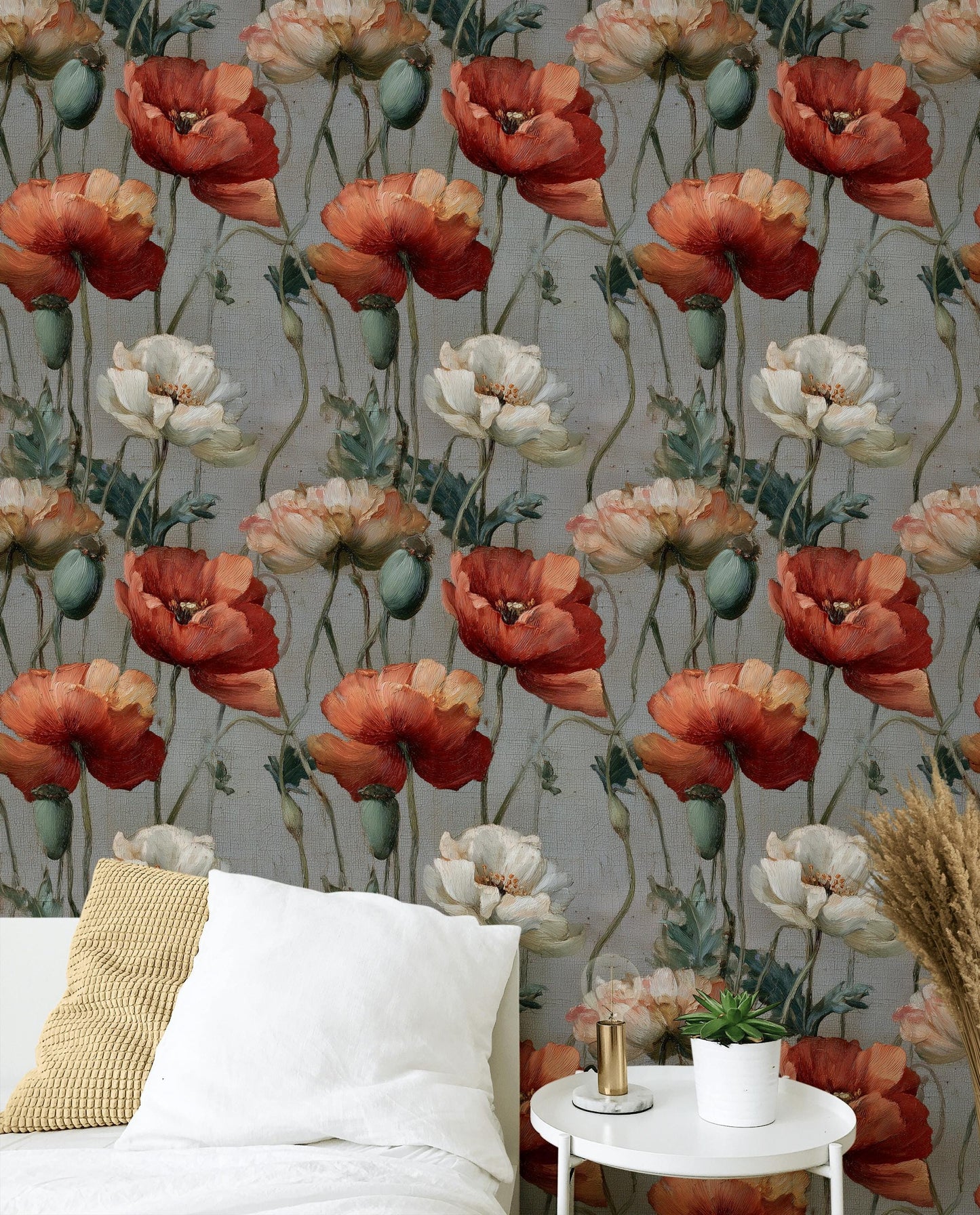 Dutch Floral Wallpaper: Vintage Oil Painting Mural, Dark Academia Peel and Stick